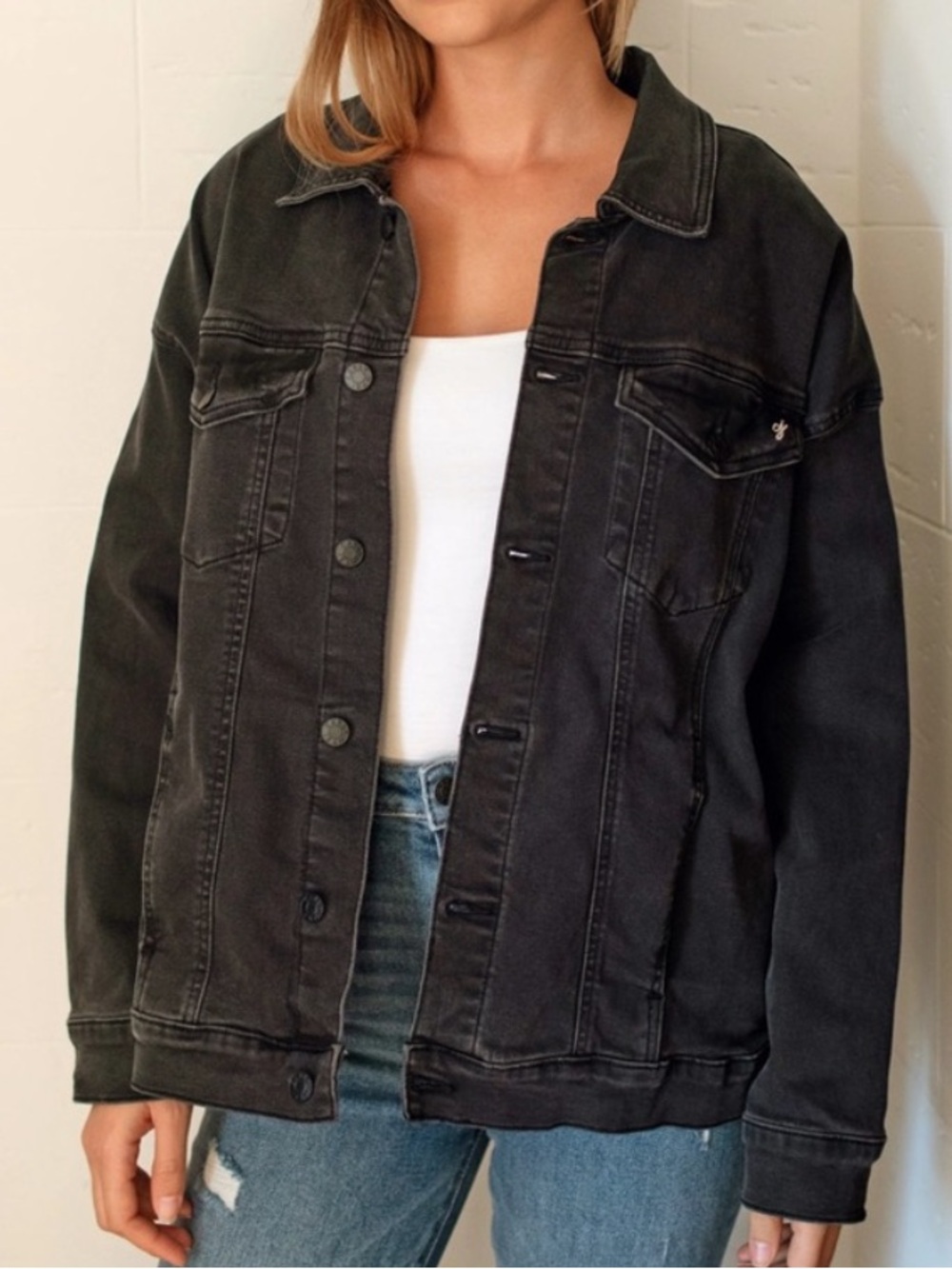 NEW CARLY JEAN LOS ANGELES CJLA Hunter Jean Jacket Charcoal 3X